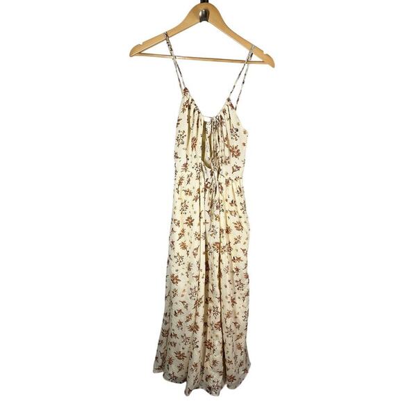 Madewell Soren 100% Silk Cutout Floral Midi Dress Size 0 - Picture 2 of 11